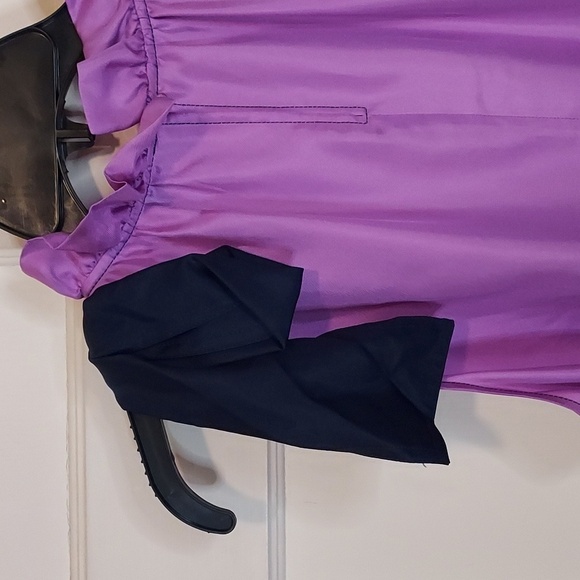 J Crew Collection Silk Twill Top Purple Navy - Picture 13 of 15